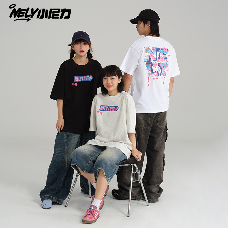 短袖t恤男女纯棉夏季韩版潮流百搭圆领半截袖个性时尚情侣体恤潮