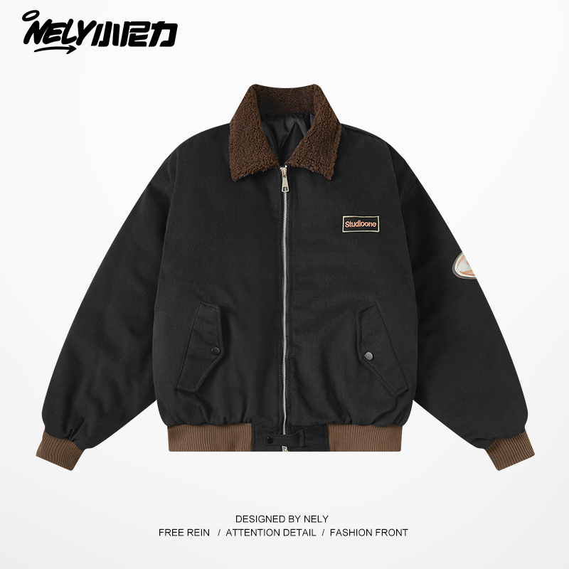 小尼力工装夹棉夹克外套