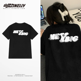 上衣男 t恤男hiphop街头半袖 vintage美式 复古创意字母印花纯棉短袖