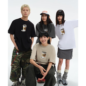 t恤男女潮流ins宽松半袖 2026夏季 咖啡短袖 美式 情侣设计感体恤 新款