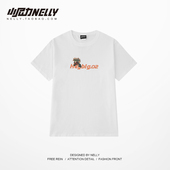 T恤男潮牌宽松情侣休闲百搭五分袖 小尼力ins夏季 简约字母印花短袖