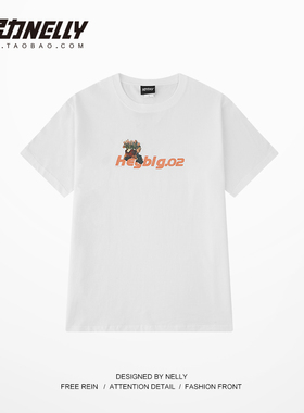 小尼力ins夏季简约字母印花短袖T恤男潮牌宽松情侣休闲百搭五分袖