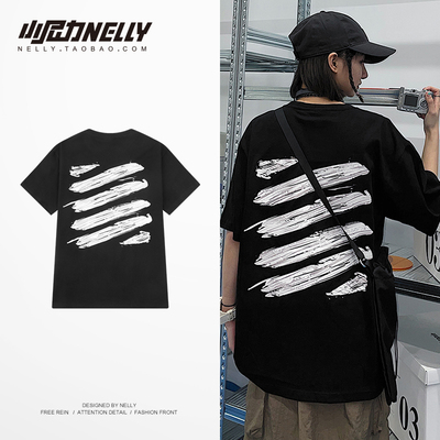 小尼力ins男生印花T恤痞帅夏中袖