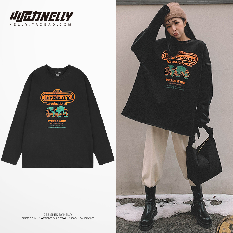 小尼力秋季新款潮牌学生印花长t