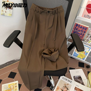 薄款 简约宽松直筒裤 西裤 子男直筒长裤 垂感冰丝休闲裤 小尼力夏季