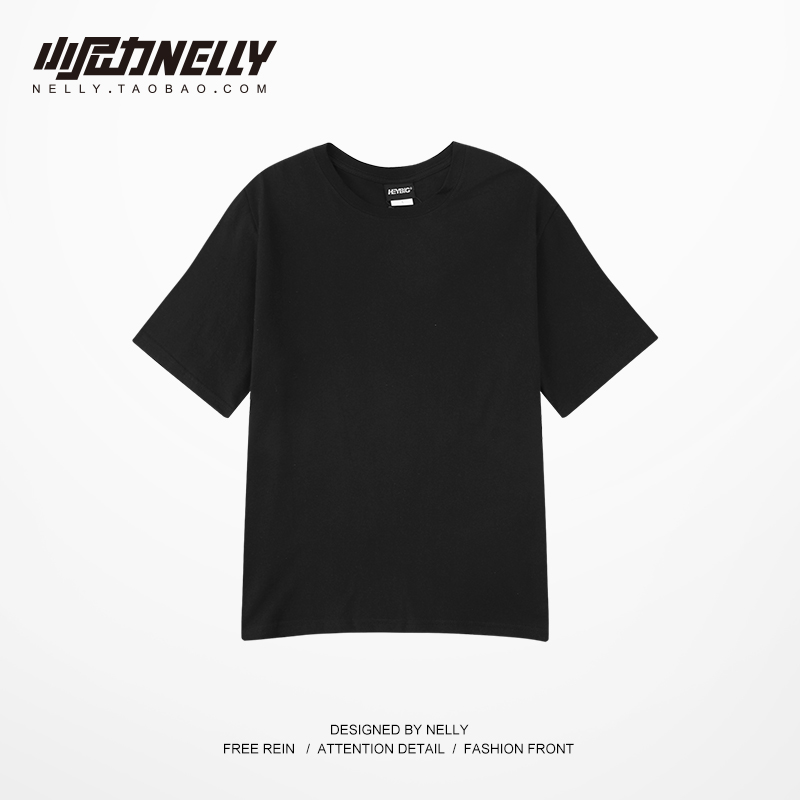 thumbnail for Little Nili bf American heavyweight pure cotton short-sleeved t-shirt men and women basic solid color oversize white TEE