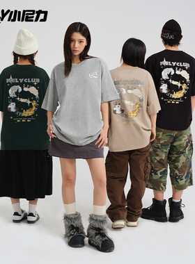 趣味猫咪短袖T恤男女夏季2026新款潮流休闲宽松设计感半袖上衣服