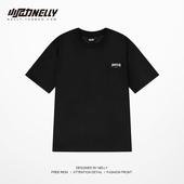 t恤男女短袖 潮流字母贴布绣体恤衫 宽松圆领痞帅百搭上衣夏季 韩版