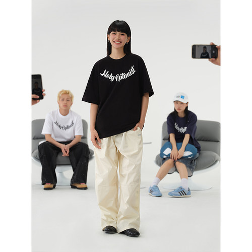 美式复古字母印花短袖T恤HEYBIG