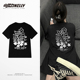 上衣服 潮牌宽松慵懒风情侣款 ins重磅字母花卉印花短袖 T恤男女夏季