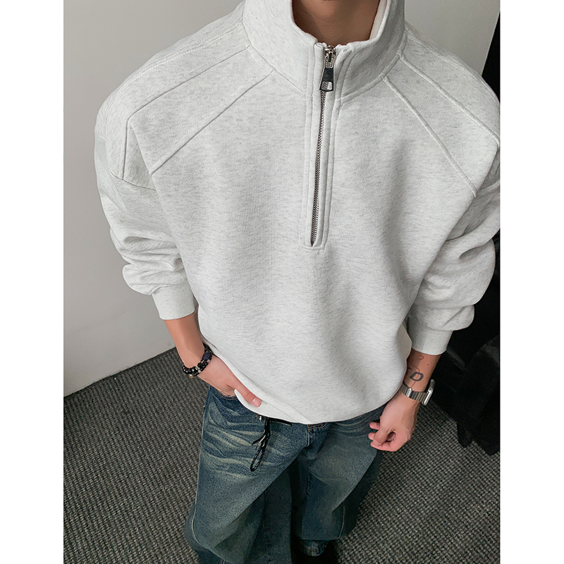 纯色cleanfit半拉链卫衣