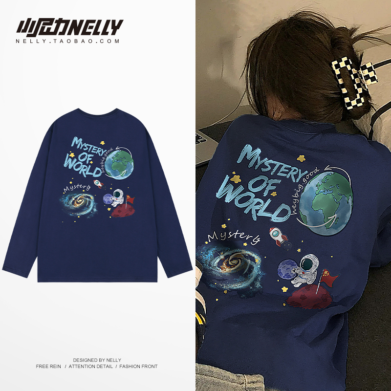 小尼力春秋潮牌男女宽松长袖T恤