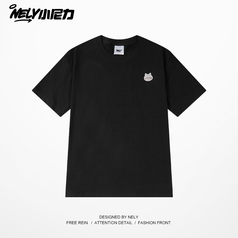 小尼力国潮牌美式刺绣重磅短袖