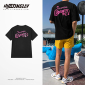 港风短袖 半袖 T恤男潮学生ins潮牌网红原宿风日系嘻哈bf五分袖 中袖