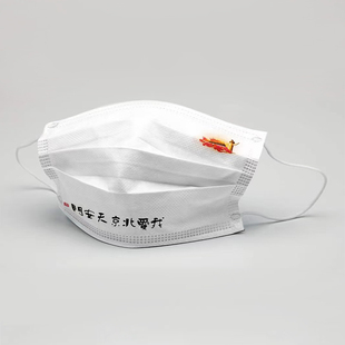 满印单只装 定位印刷LOGO 定制成人一次性三层防护口罩独立包装
