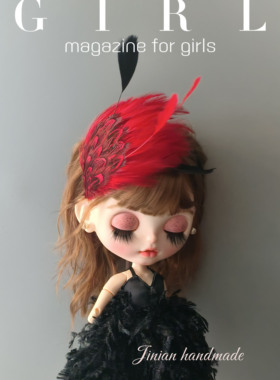 红色羽毛哥特lo blythe头饰发箍 小布发箍 嘎子姐头饰发箍 zsiga