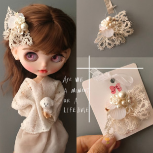 蕾丝珍珠小发夹  嘎子姐头饰刘海夹 小布blythe头饰 zsiga头饰
