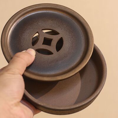 储水壶承陶瓷干泡台双出水口养壶托高颜值小茶盘复古盖碗粗陶侘寂