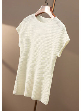 BB￥259 秒！春天家 软糯真丝美丽诺羊毛圆领针织衫短袖女30E3