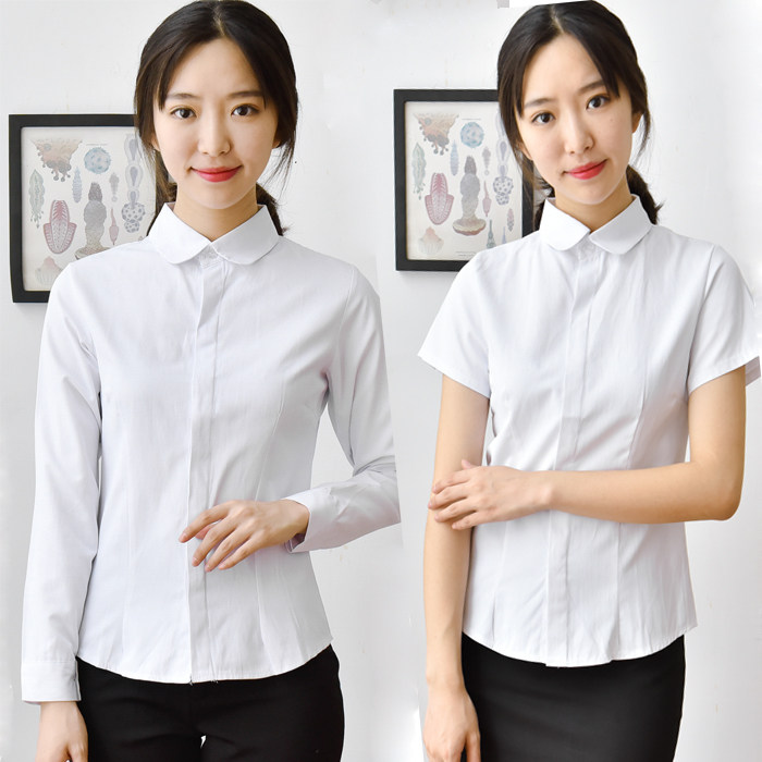 秋款女白衬衫长袖暗纹翻领职业装工装正装浅蓝短袖衬衣,女装/女士精品,衬衫,淘宝优惠券,粉丝福利购,淘宝优惠卷