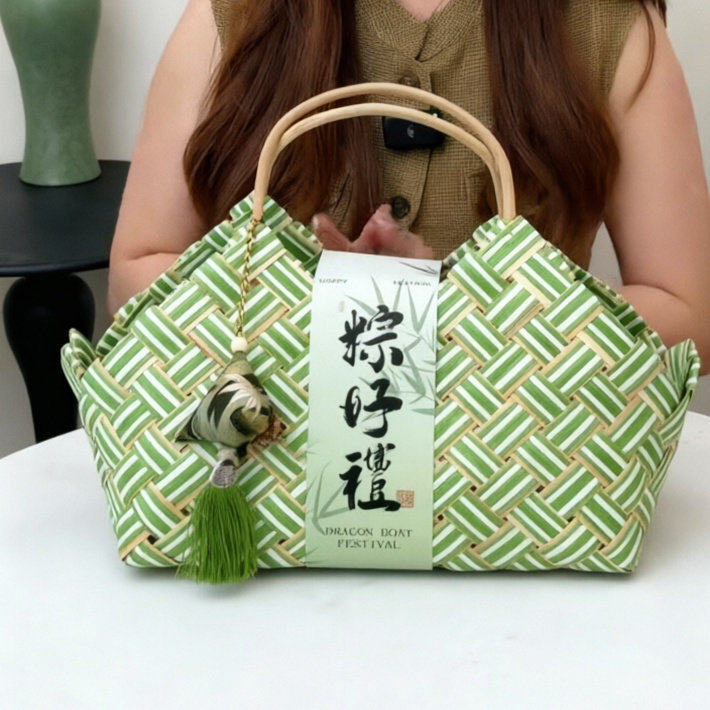 新中式端午节礼盒粽子手提篮烘焙特产咸鸭蛋端阳茶叶送礼高档礼盒