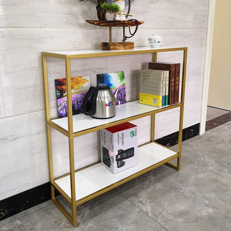 免安装】轻奢玄关架子大理石厨房落地北欧置物架浴室玄关桌台定制