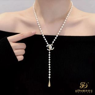 新中式 4mm淡水珍珠项链毛衣链 国风项链 天然3 娣沙珍宝‖小香风