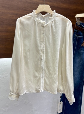 丝绒上衣2025冬季高级感轻奢气质名媛独特漂亮法式小资衬衫晗6799