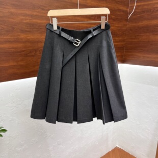 高腰裙晗1007 A字中长款 学院风百褶半身裙女春新款 韩系高级感时尚