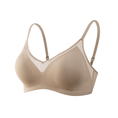 烟火家  无痕网纱拼接文胸1094