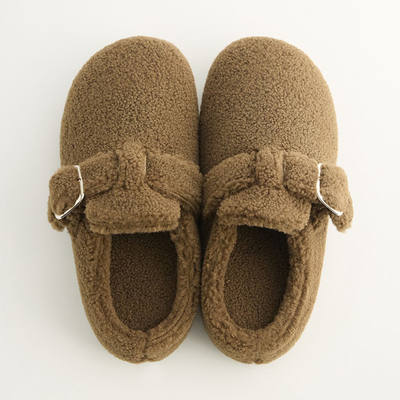 烟火家 包头一脚蹬羔毛加绒毛毛 家居外穿两穿拖鞋  男女款