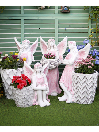 Garden Angel Large Flower Pot Outdoor Courtyard Creative Decoration Elf Ornament Yard European-Style Balcony Arrangement Landscaping