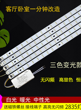 led吸顶灯49cm灯条长条三色灯芯39cm灯板客厅灯长方形31厘米贴片