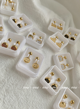 GGW手作 钛钢精致小巧螺丝拧扣耳钉316L超保色耳骨钉睡觉免摘耳环