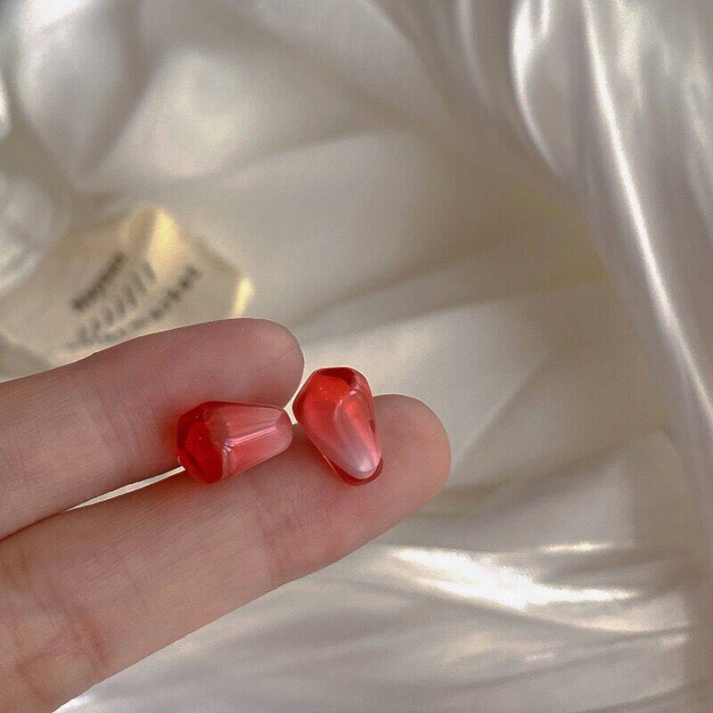 GGW手作 秋季逼真石榴粒耳钉925银针树脂小清新水果籽耳环个性新