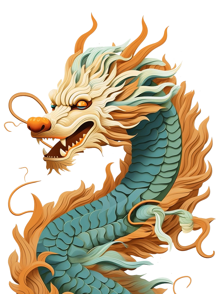 手绘2024新年龙卡通龙年春节新年喜庆龙新年龙剪纸png免扣素材