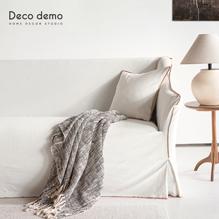 定制ins风棉麻沙发巾纯色北欧巴克赛沙发套防尘可洗 卢卡DecoDemo