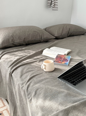 BO纯色床单单件纯棉全棉水洗棉双人单1.8床1.5宿舍1.2灰色银灰色