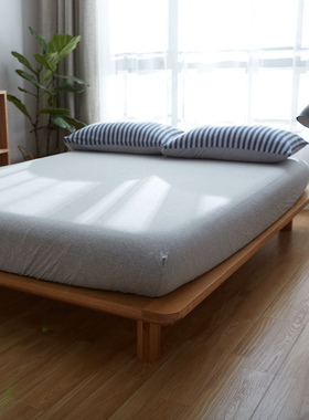 ZZ超柔纯棉全棉针织棉纯色床单床笠单双人床1.2 1.5 1.8床浅灰色