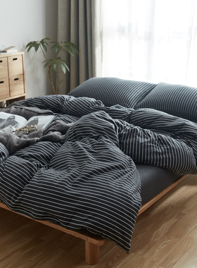 ZZ超柔纯棉全棉针织棉纯色床单床笠四件套三件套1.5 1.8床深灰色