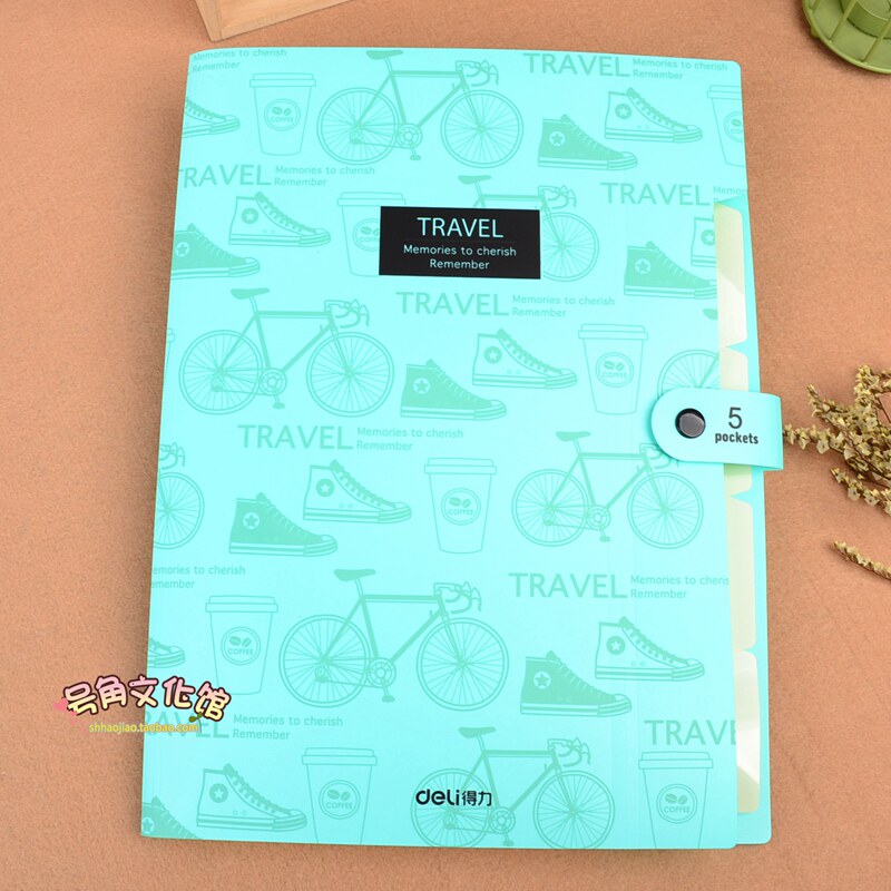 크리 에이 티브 새로운 5 그리드 아코디언 가방 학생 시험지 분류 폴더 컬러 폴더 버클이있는 멀티 그리드 분류