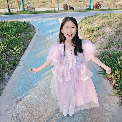 女童超仙cos长发公主裙表演服
