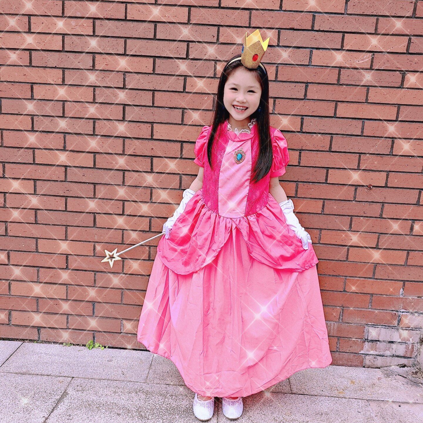阿米童装超级玛丽马里奥演出COS衣服儿童桃子peach碧琪公主连衣裙