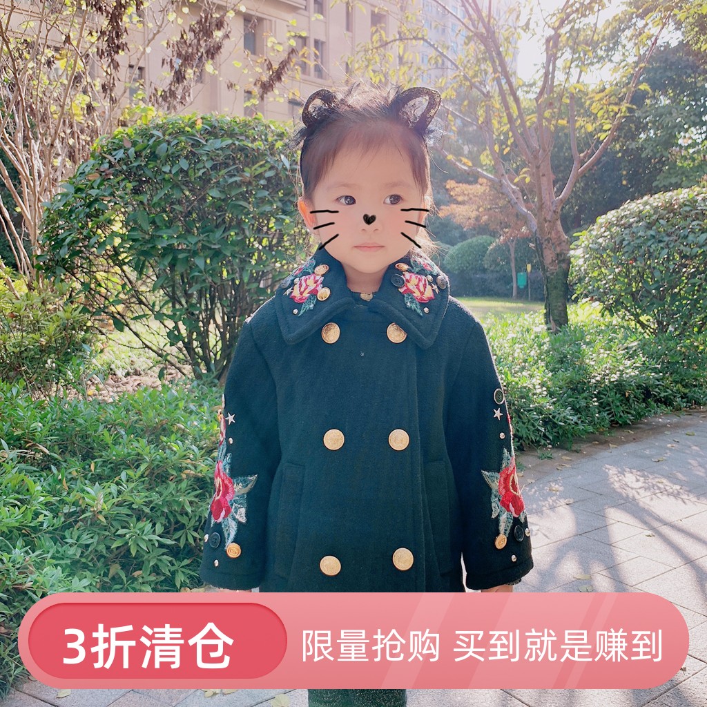 清仓女童羊毛呢外套母女同款保暖