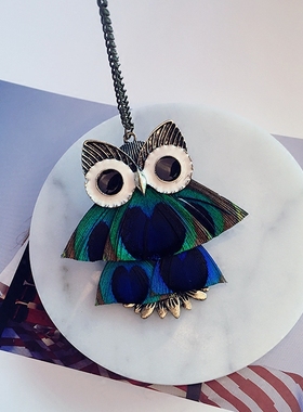 韩版百搭羽毛长款耳钉装饰项链