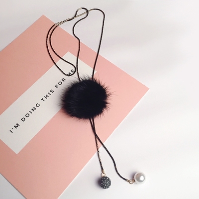 珍珠球欧美长款百搭装饰品毛衣链