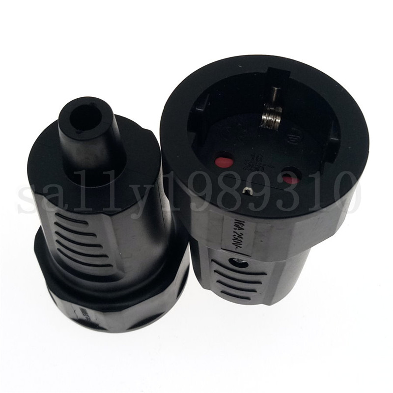 德标4.8MM 德国法国电源延长线母头插座16A 250V 3500W