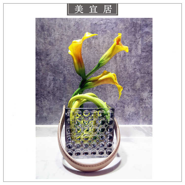 简约现代皮带玻璃花瓶花艺插花软装客厅厨房卫生间卧室小摆件假花
