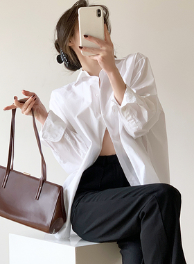 【清仓特价不退不换】复古牛皮单肩包法棍腋下包大容量黑色女包