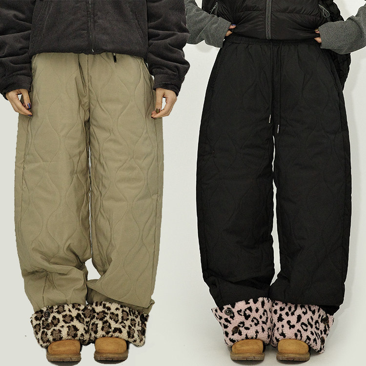 咕噜喔 冬季日系复古菱格长裤直筒休闲宽松夹棉波浪压花保暖棉裤,女装/女士精品,棉裤/羽绒裤,淘宝优惠券,粉丝福利购,淘宝优惠卷